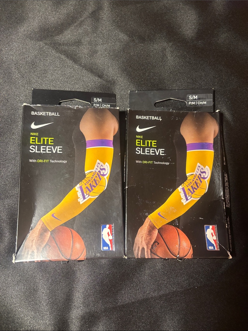 Nike Lakers Yellow & Purple Elite Basketball Arm Sleeve S/M
